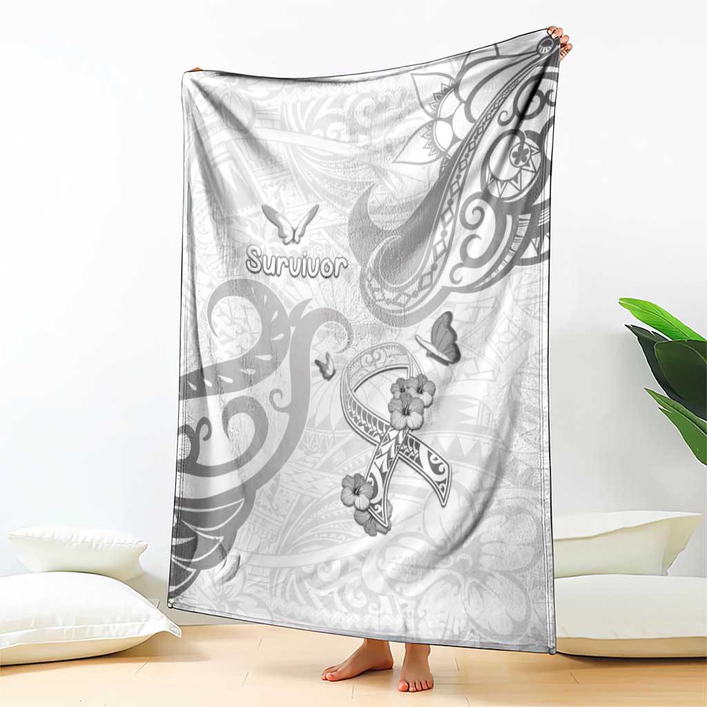 Brain Cancer Awareness Blanket Ribbon Polynesian Pattern