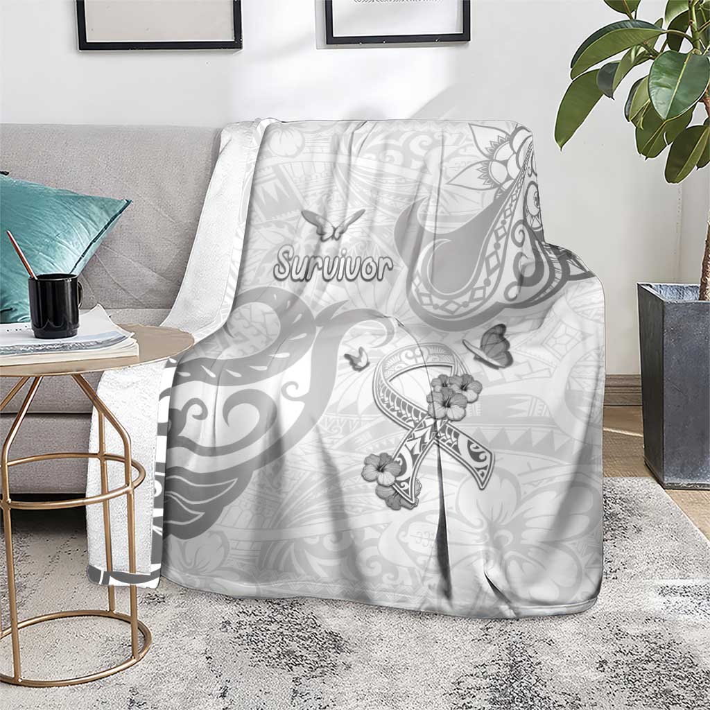 Brain Cancer Awareness Blanket Ribbon Polynesian Pattern