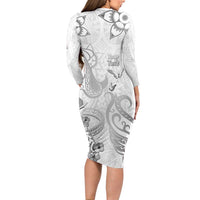 Personalised Brain Cancer Awareness Family Matching Long Sleeve Bodycon Dress and Hawaiian Shirt Ribbon Polynesian Pattern