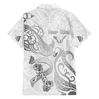 Personalised Brain Cancer Awareness Family Matching Off Shoulder Maxi Dress and Hawaiian Shirt Ribbon Polynesian Pattern