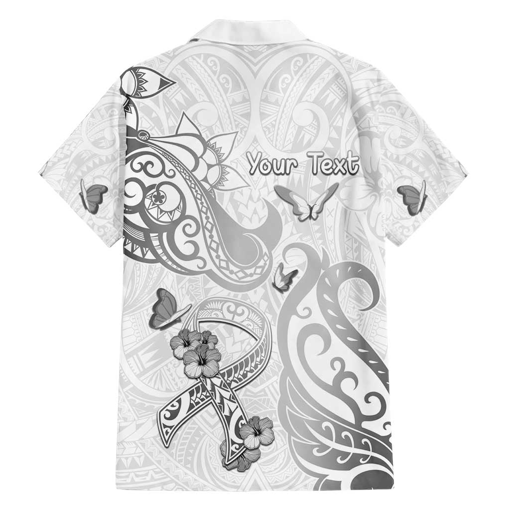 Personalised Brain Cancer Awareness Family Matching Short Sleeve Bodycon Dress and Hawaiian Shirt Ribbon Polynesian Pattern