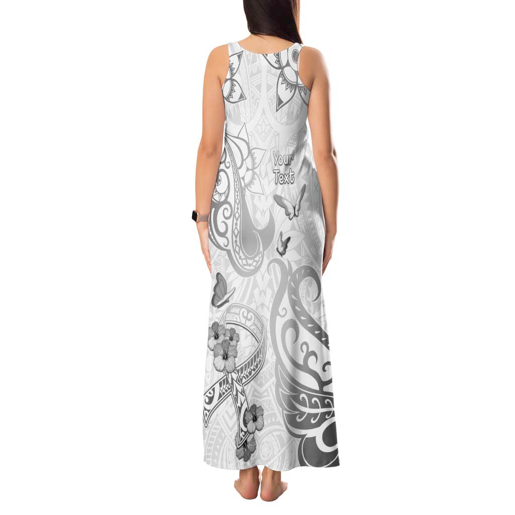Personalised Brain Cancer Awareness Tank Maxi Dress Ribbon Polynesian Pattern