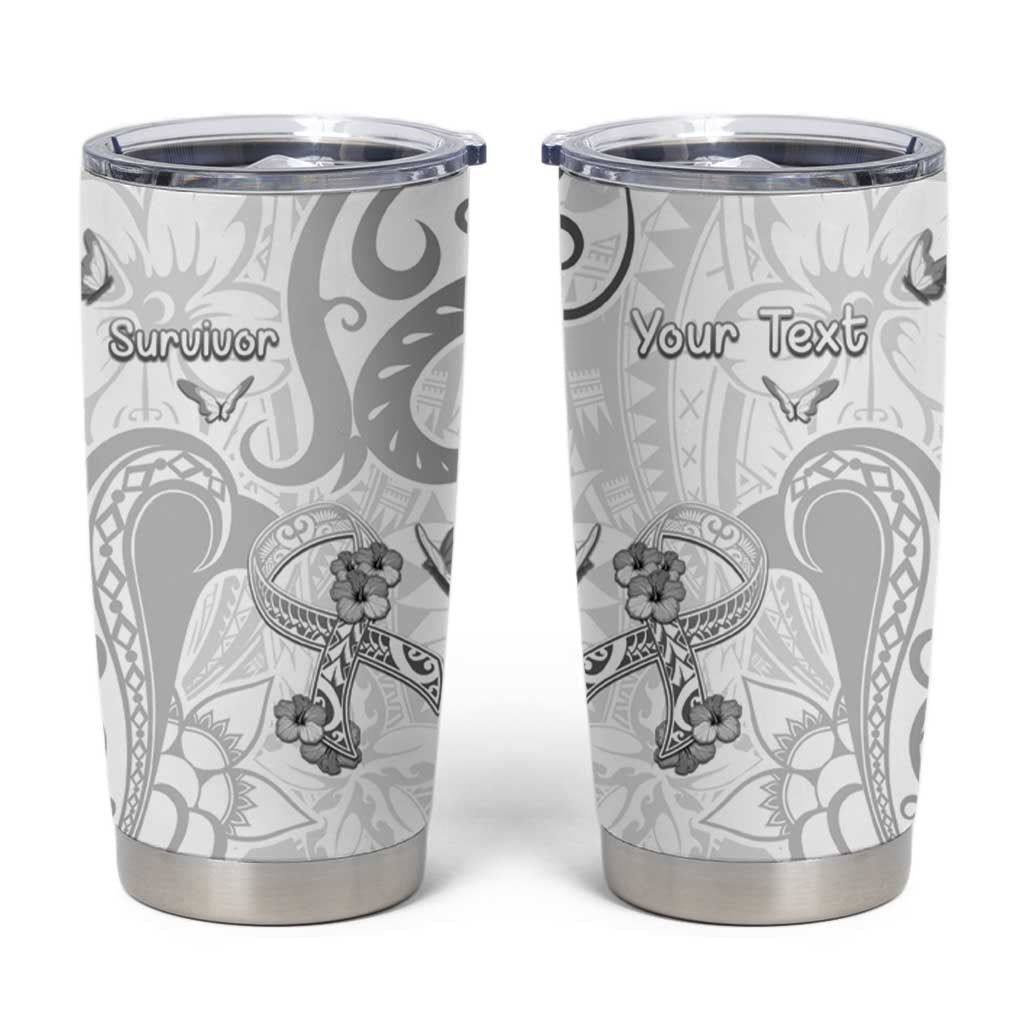 Personalised Brain Cancer Awareness Tumbler Cup Ribbon Polynesian Pattern