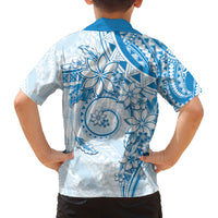 Polynesian Pattern With Plumeria Flowers Family Matching Tank Maxi Dress and Hawaiian Shirt Blue LT05 - Polynesian Pride