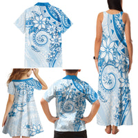 Polynesian Pattern With Plumeria Flowers Family Matching Tank Maxi Dress and Hawaiian Shirt Blue LT05 - Polynesian Pride