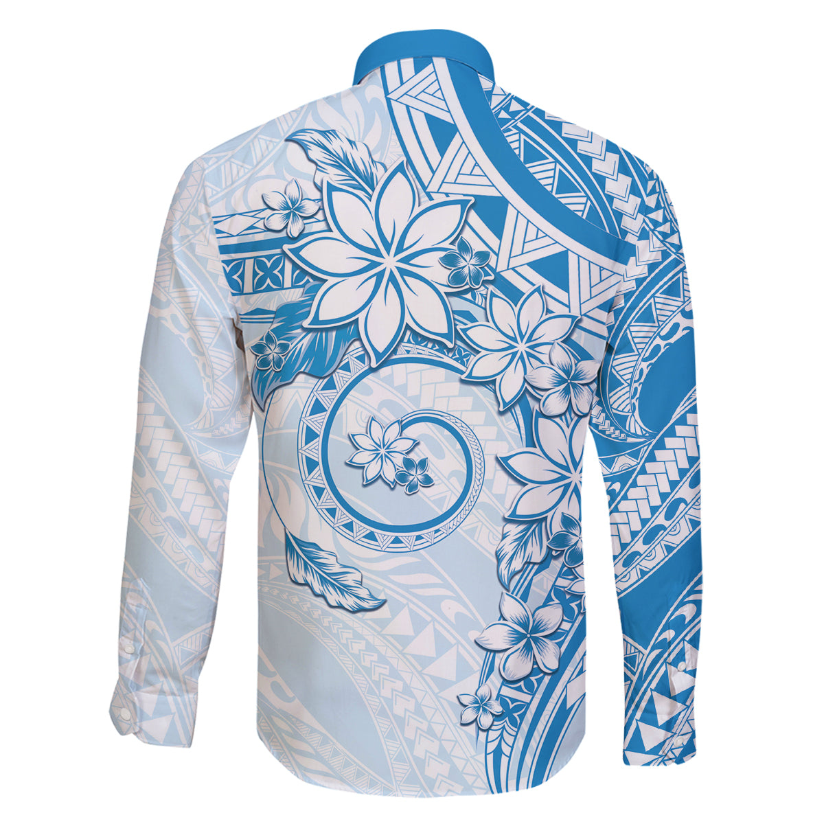 Polynesian Pattern With Plumeria Flowers Family Matching Tank Maxi Dress and Hawaiian Shirt Blue LT05 - Polynesian Pride