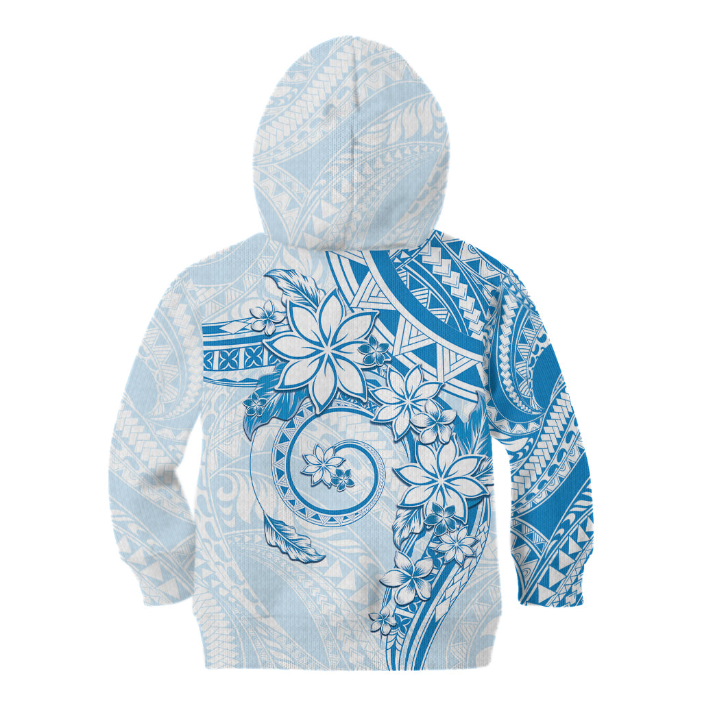 Polynesian Pattern With Plumeria Flowers Kid Hoodie Blue LT05 - Polynesian Pride