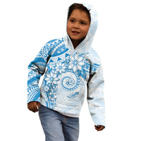 Polynesian Pattern With Plumeria Flowers Kid Hoodie Blue LT05 - Polynesian Pride