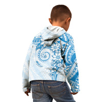 Polynesian Pattern With Plumeria Flowers Kid Hoodie Blue LT05 - Polynesian Pride