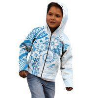 Polynesian Pattern With Plumeria Flowers Kid Hoodie Blue LT05 - Polynesian Pride