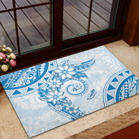 Polynesian Pattern With Plumeria Flowers Rubber Doormat Blue LT05 - Polynesian Pride