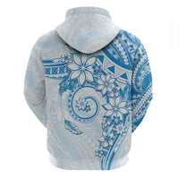 Polynesian Pattern With Plumeria Flowers Zip Hoodie Blue