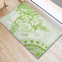 Polynesian Pattern With Plumeria Flowers Rubber Doormat Lime Green LT05 - Polynesian Pride