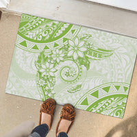 Polynesian Pattern With Plumeria Flowers Rubber Doormat Lime Green LT05 - Polynesian Pride