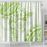 Polynesian Pattern With Plumeria Flowers Shower Curtain Lime Green