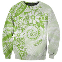 Polynesian Pattern With Plumeria Flowers Sweatshirt Lime Green LT05 Unisex Lime Green - Polynesian Pride