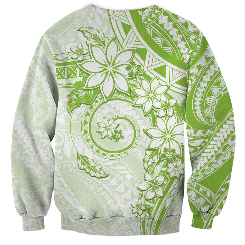 Polynesian Pattern With Plumeria Flowers Sweatshirt Lime Green LT05 - Polynesian Pride