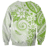 Polynesian Pattern With Plumeria Flowers Sweatshirt Lime Green LT05 - Polynesian Pride