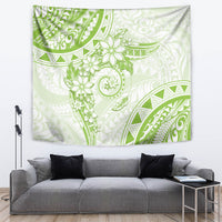 Polynesian Pattern With Plumeria Flowers Tapestry Lime Green LT05 Lime Green - Polynesian Pride