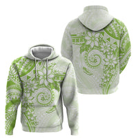 Polynesian Pattern With Plumeria Flowers Zip Hoodie Lime Green