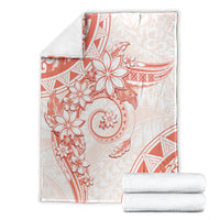 Polynesian Pattern With Plumeria Flowers Blanket Orange Peach