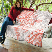 Polynesian Pattern With Plumeria Flowers Quilt Orange Peach LT05 - Polynesian Pride