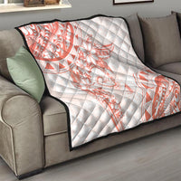 Polynesian Pattern With Plumeria Flowers Quilt Orange Peach LT05 - Polynesian Pride