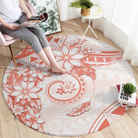 Polynesian Pattern With Plumeria Flowers Round Carpet Orange Peach LT05 - Polynesian Pride