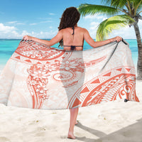Polynesian Pattern With Plumeria Flowers Sarong Orange Peach LT05 - Polynesian Pride