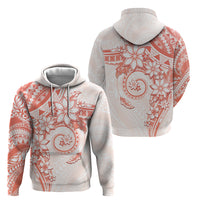 Polynesian Pattern With Plumeria Flowers Zip Hoodie Orange Peach