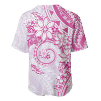 Polynesian Pattern With Plumeria Flowers Baseball Jersey Pink