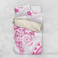 Polynesian Pattern With Plumeria Flowers Bedding Set Pink