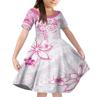 Polynesian Pattern With Plumeria Flowers Family Matching Tank Maxi Dress and Hawaiian Shirt Pink