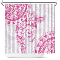 Polynesian Pattern With Plumeria Flowers Shower Curtain Pink