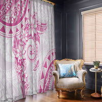 Polynesian Pattern With Plumeria Flowers Window Curtain Pink
