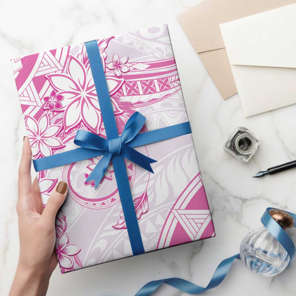 Polynesian Pattern With Plumeria Flowers Wrapping Paper Pink - Polynesian Pride