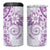 Purple Polynesian Pattern With Plumeria Flowers 4 in 1 Can Cooler Tumbler