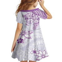 Polynesian Pattern With Plumeria Flowers Family Matching Off Shoulder Short Dress and Hawaiian Shirt Purple