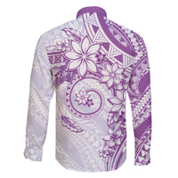 Polynesian Pattern With Plumeria Flowers Family Matching Tank Maxi Dress and Hawaiian Shirt Purple