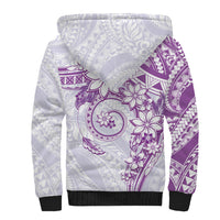 Polynesian Pattern With Plumeria Flowers Sherpa Hoodie Purple
