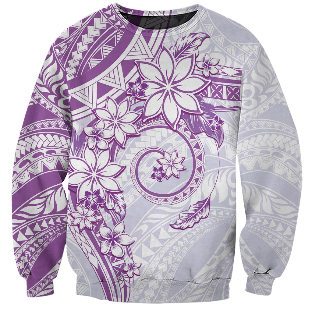Polynesian Pattern With Plumeria Flowers Sweatshirt Purple