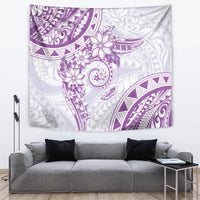 Polynesian Pattern With Plumeria Flowers Tapestry Purple LT05 Purple - Polynesian Pride