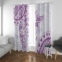 Polynesian Pattern With Plumeria Flowers Window Curtain Purple