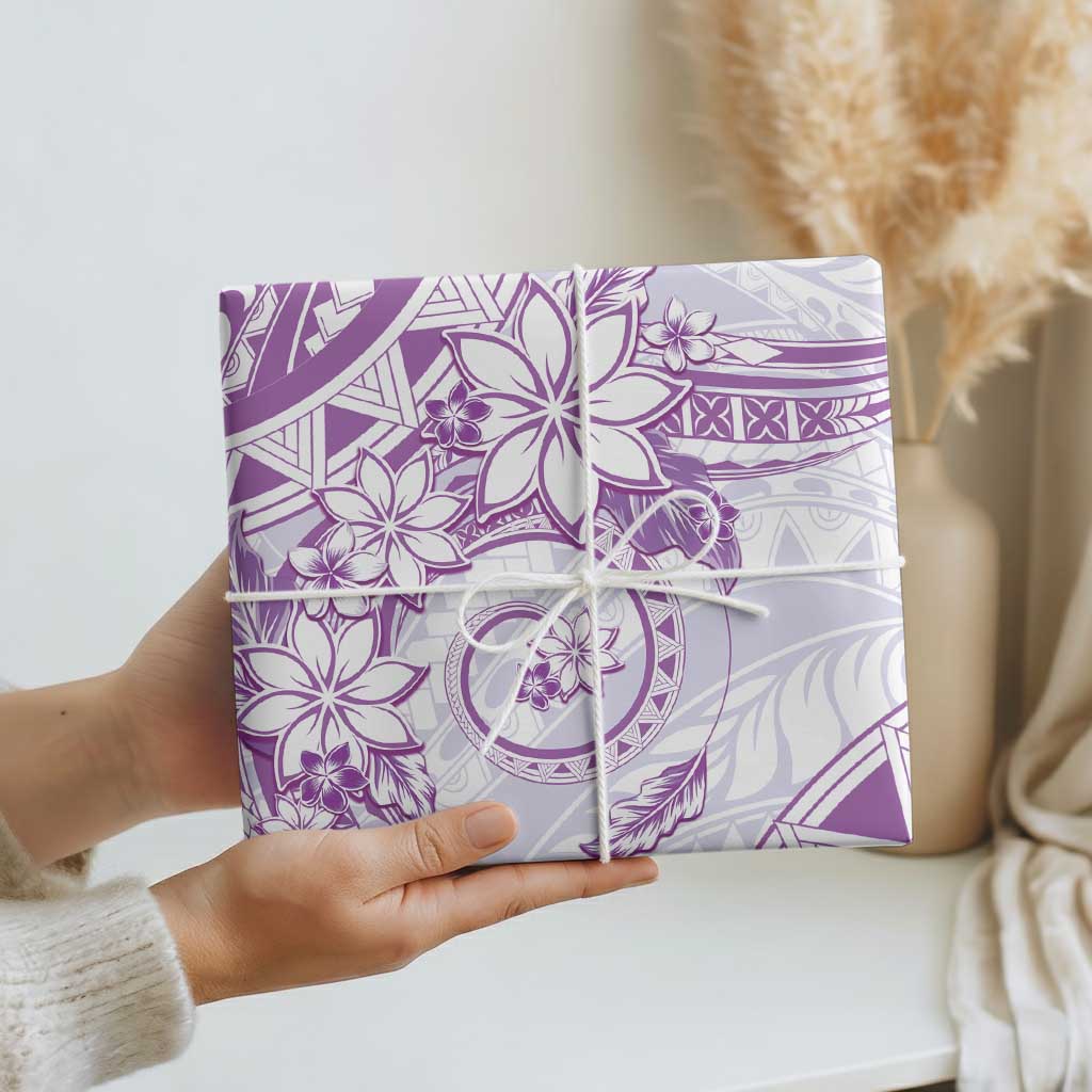 Polynesian Pattern With Plumeria Flowers Wrapping Paper Purple - Polynesian Pride
