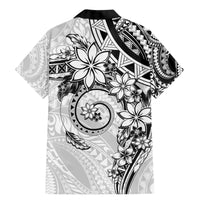 Polynesian Pattern With Plumeria Flowers Family Matching Mermaid Dress and Hawaiian Shirt White