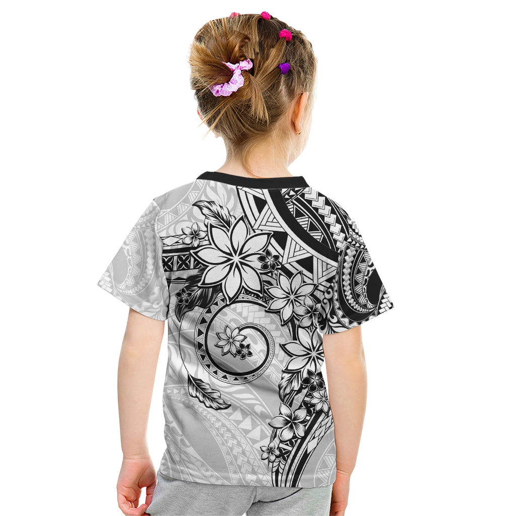Polynesian Pattern With Plumeria Flowers Kid T Shirt White