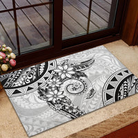 Polynesian Pattern With Plumeria Flowers Rubber Doormat White LT05 - Polynesian Pride