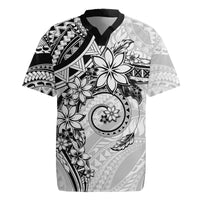 Polynesian Pattern With Plumeria Flowers Rugby Jersey White