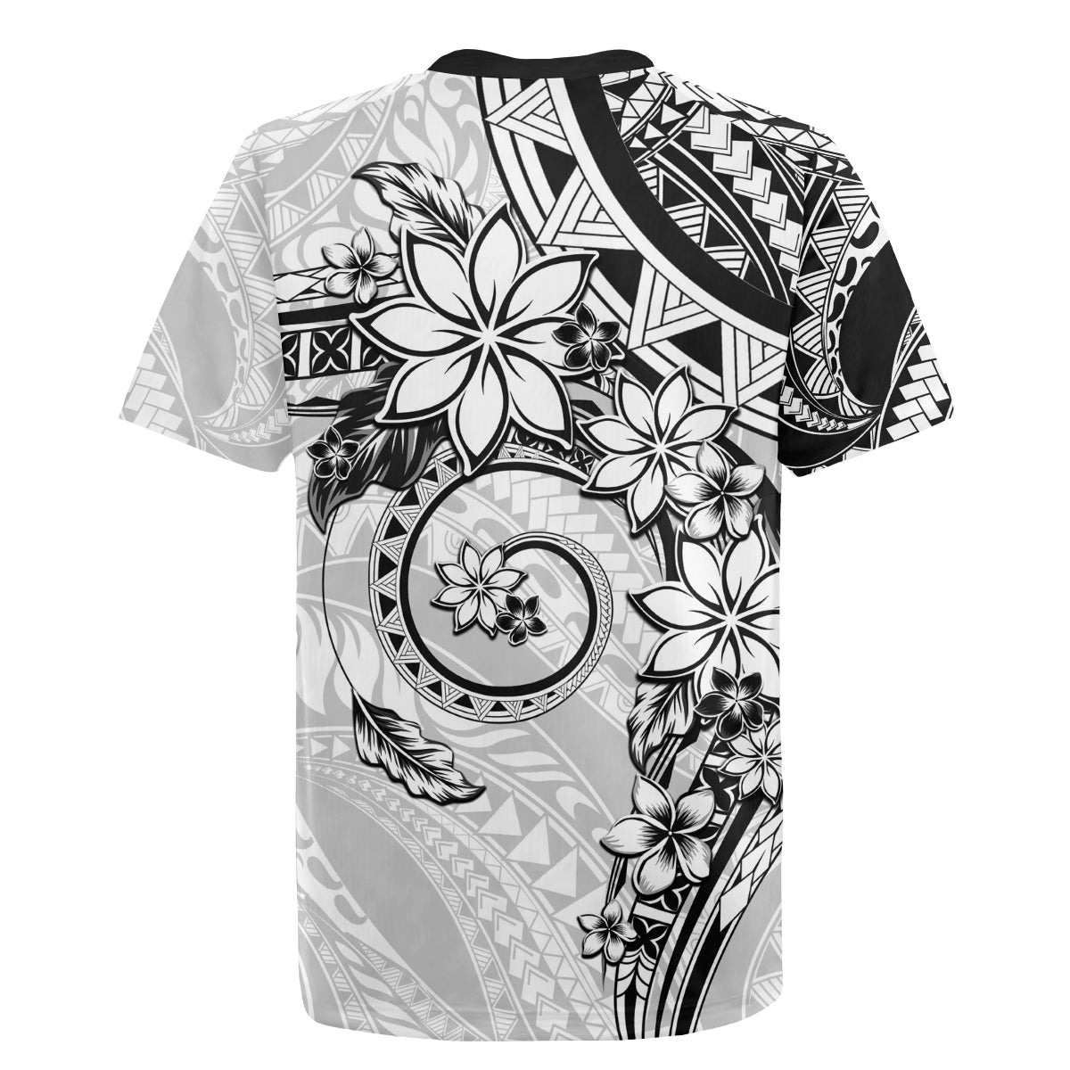 Polynesian Pattern With Plumeria Flowers Rugby Jersey White