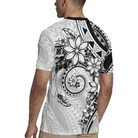Polynesian Pattern With Plumeria Flowers Rugby Jersey White